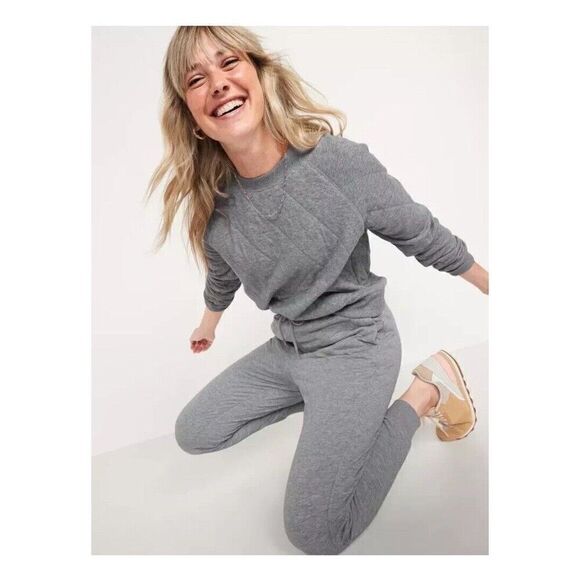 Old Navy Vintage Quilted Easy Sweatshirt Long Sleeve Heather Gray Size XL Comfy - Picture 4 of 16